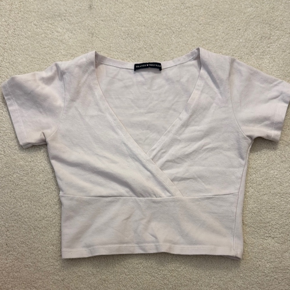 Brandy Melville White Wrap Crop Top